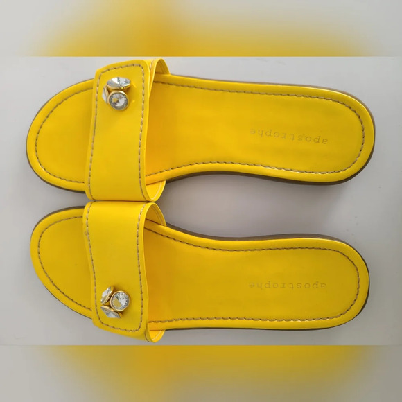 Apostrophe Yellow Flat Slide In Sandals Women’s‎ Size 10 - Picture 7 of 8